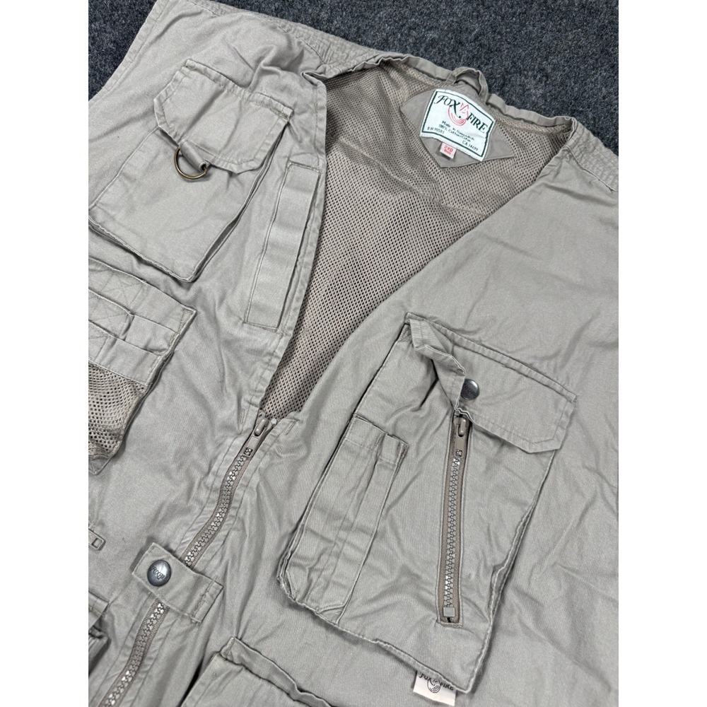 Fox Fire Safari Fishing Utility Vest Tan 2XB Big Cargo Pockets Mesh